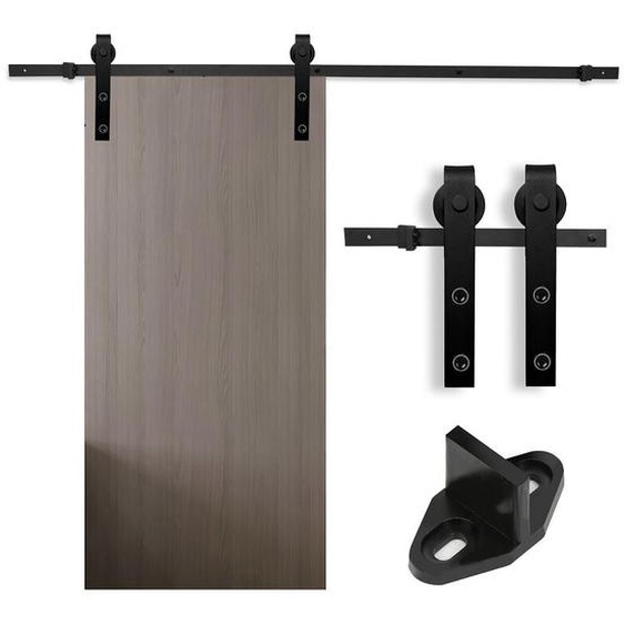 Système de porte coulissante Ensemble daccessoires pour Rail au sol Rail de porte à rouleau en bois Verre 150kg Streifen 152CM - Swanew