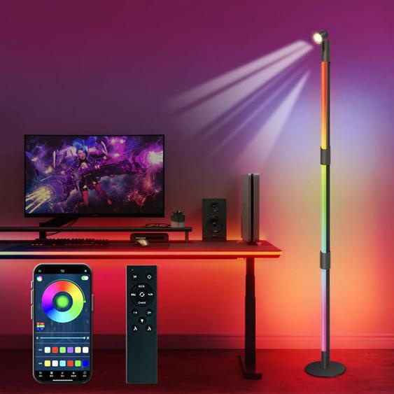 SWAREY lampadaire sur pied salon LED Lumière Ambiante Bluetooth RGB Couleur APP Contrôle Synchronisation Musicale 135cm