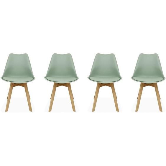 Sweeek - Lot de 4 chaises scandinaves. pieds bois de hêtre. chaises 1 place. vert céladon