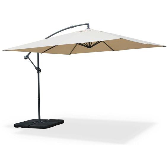 Parasol déporté carré 3x3m - Hardelot 3x3m - Beige - Manivelle anti-retour Toile déperlante Facile à utiliser