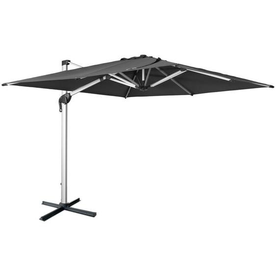 Parasol déporté haut de gamme carré 3x3m – pyla Gris anthracite – Toile Sunbrella ® fabriquée en France par Dickson. structure en aluminium anodisé.