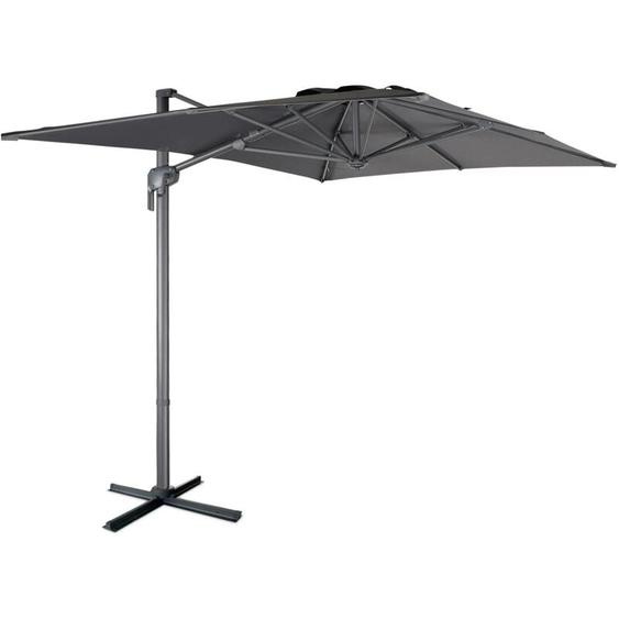Parasol déporté rectangulaire 2x3m - Antibes - Gris - Parasol excentré inclinable. rabattable et rotatif à 360°.