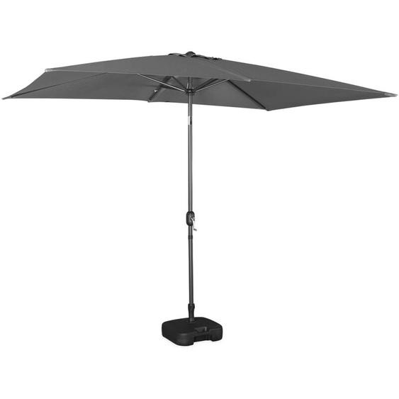 Sweeek - Parasol droit rectangulaire 2x3m - Touquet gris - mât central en aluminium orientable et manivelle douverture