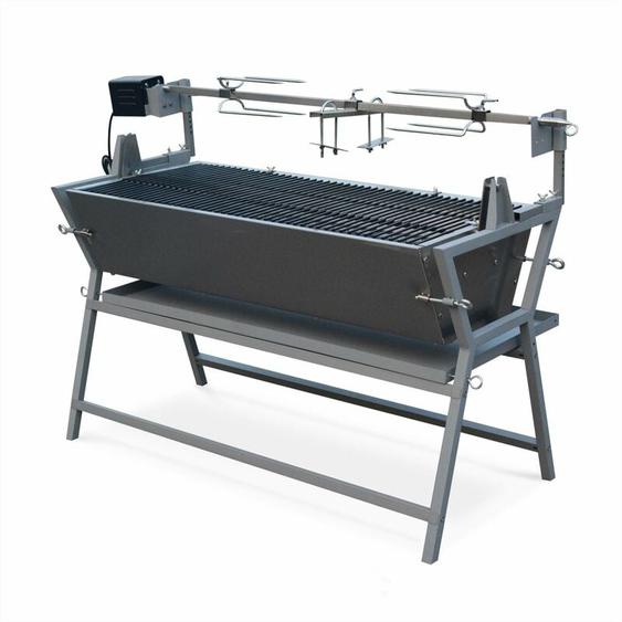 Sweeek - Rôtissoire électrique inclinable - Mathurin Inox - Tournebroche. barbecue au charbon de bois à moteur pour grillades réceptions