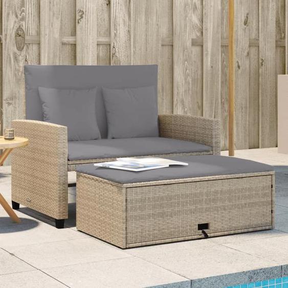 SWEET Canapé de jardin avec coussins 2 places - beige - résine tressée - 2443234