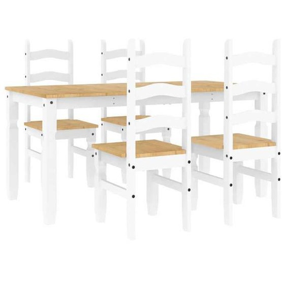 SWEET Ensemble à manger Panama 5 pcs - Table et 4 chaises - blanc bois de pin massif 2025|75667