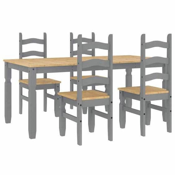 SWEET Ensemble à manger Panama 5 pcs - Table et 4 chaises - gris bois de pin massif 2025|96137