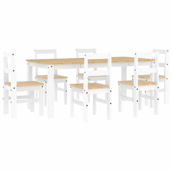 SWEET Ensemble à manger Panama 7 pcs - Table et 6 chaises - blanc bois de pin massif 2025|18693