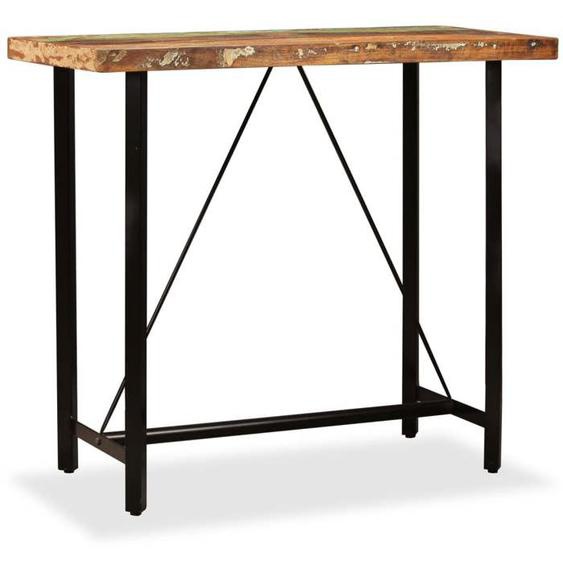 SWEET Ensemble de bar 5 pcs - Table et 4 chaises - Bois de récupération Cuir véritable et toile 2025|28830