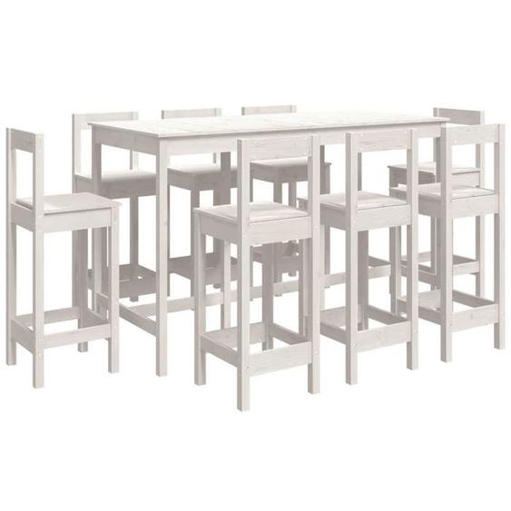 SWEET Ensemble de bar 9 pcs - Table et 8 chaises - Blanc Bois de pin massif 2025|34889