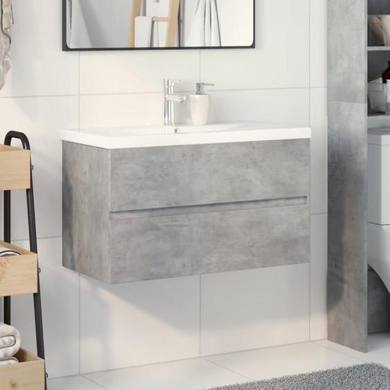 SWEET Ensemble de meubles de salle de bain 2 pcs,Meuble pour WC ou Toilette, gris béton - 6611545