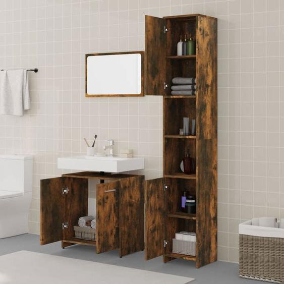 SWEET Ensemble de meubles de salle de bain 3 pcs,Meuble pour WC ou Toilette, Chêne fumé - 8115584