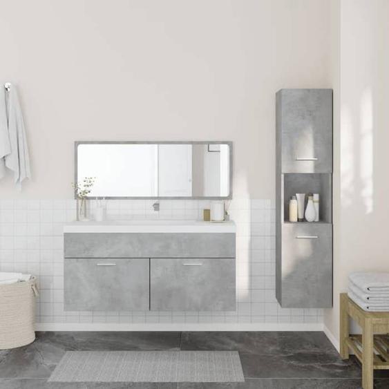 SWEET Ensemble de meubles de salle de bain 3 pcs,Meuble pour WC ou Toilette, gris béton - 3880157