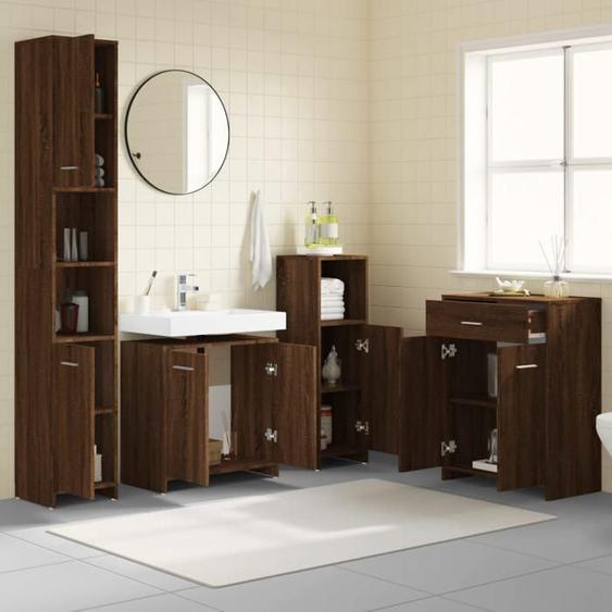 SWEET Ensemble de meubles de salle de bain 4 pcs,Meuble pour WC ou Toilette, Chêne marron - 5425452