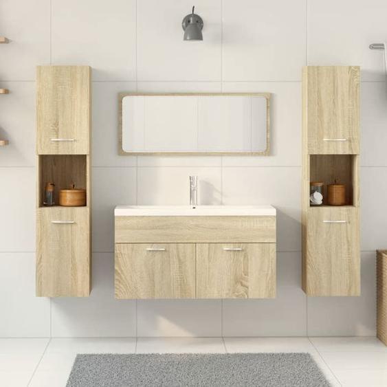 SWEET Ensemble de meubles de salle de bain 4 pcs,Meuble pour WC ou Toilette, chêne sonoma - 4899916