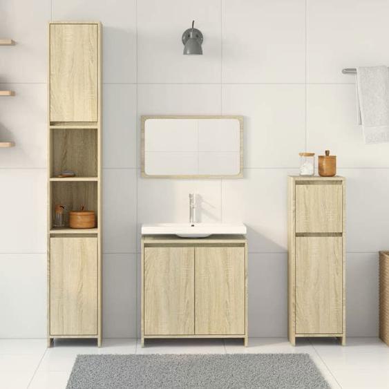 SWEET Ensemble de meubles de salle de bain 4 pcs,Meuble pour WC ou Toilette, chêne sonoma - 8624097