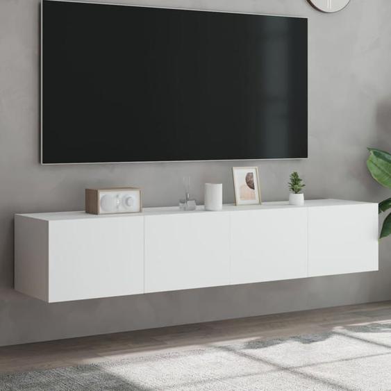 SWEET Meubles TV - Table TV muraux avec lumières LED 2 pcs blanc 80x35x31 cm Stable 50837511