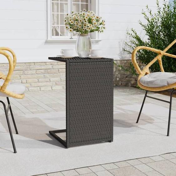SWEET Table café - Table en forme de C noir 40x35x60 cm - résine tressée 24145677