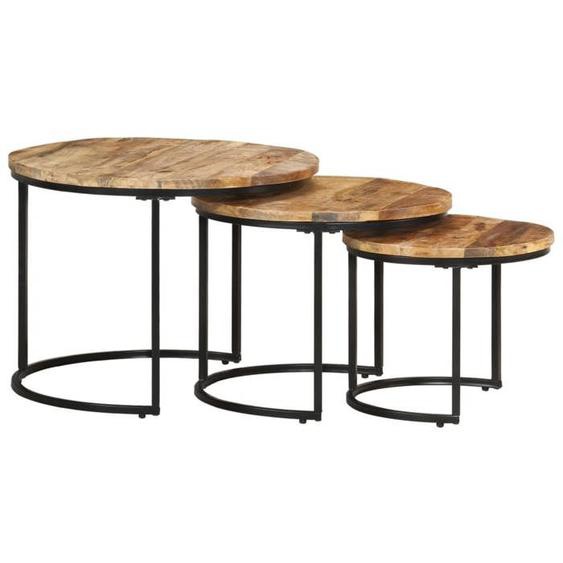 SWEET Table café - Tables gigognes 3 pcs Bois de manguier brut 12373713