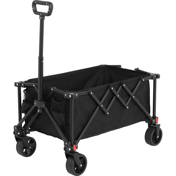 Sweiko Chariot pliant,Chariot pliant avec roues tout terrain,Chariot de jardin robuste avec poignée ajustable,Chariot utilitaire dextérieur pour le camping, le shopping, le sport et la pêche noir