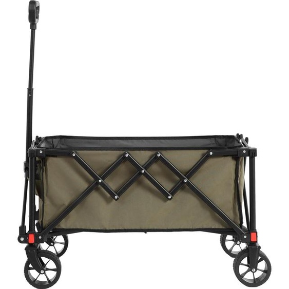 Sweiko Chariot pliant,Chariot pliant avec roues tout terrain,Chariot de jardin robuste avec poignée réglable,Chariot utilitaire dextérieur pour le camping, le shopping, le sport et la pêche (vert armée)