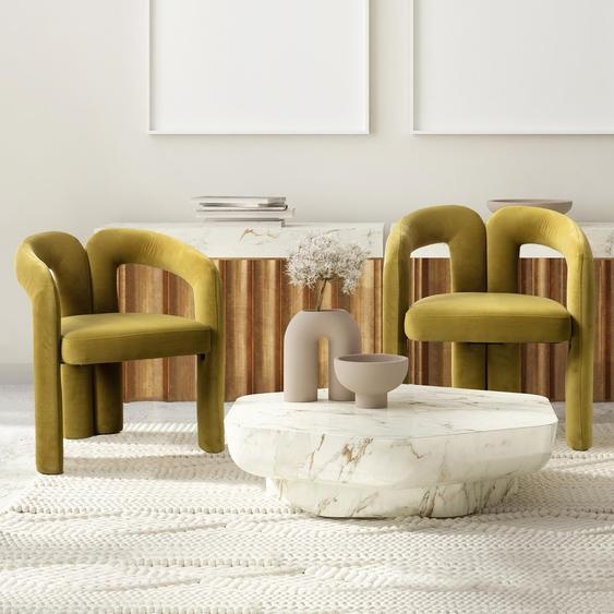 Sweiko velours moderne design chaises de salle à manger, chaises décoratives rembourrées/chaises de salle à manger/chaises latérales de seau, salon cuisine fauteuil 2-pièces/ensemble chaises de loisirs