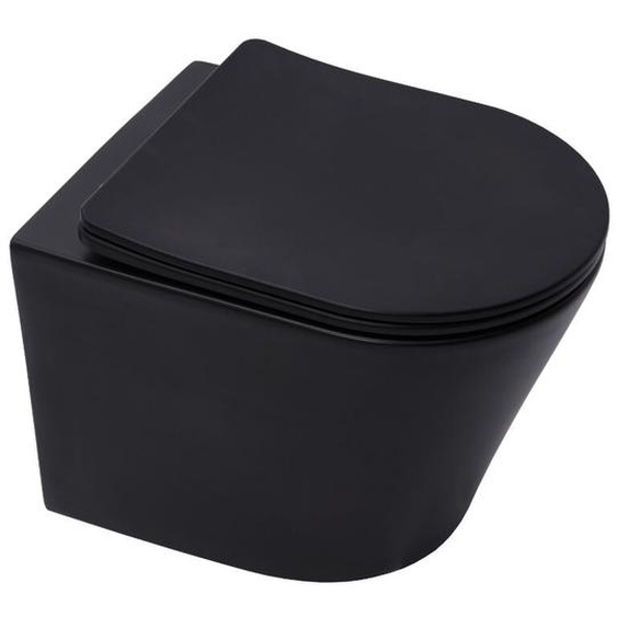 Swiss Aqua Technologies - wc suspendu Infinitio noir mat sans bride et fixations invisibles + abattant frein de chute (BlackInfinitio)