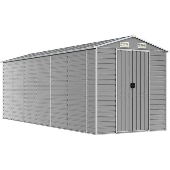 Abri de jardin gris clair 191 x 555 x 198 cm en acier galvanisé