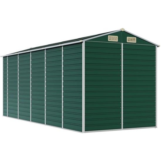 Abri de jardin vert 191x470x198 cm acier galvanisé