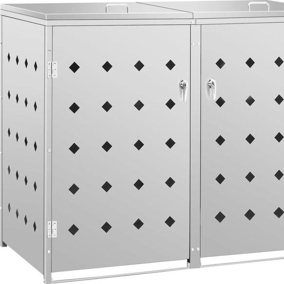 Abri de poubelle double sur roulettes 240 L Acier inoxydable