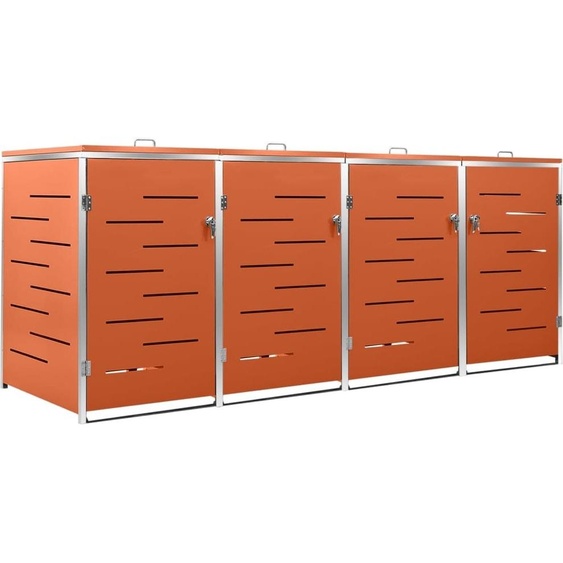Abri pour quatre poubelles 276,5x77,5x112,5 cm Inox