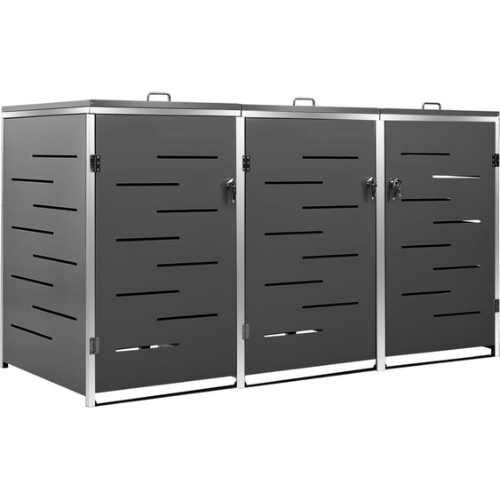 Abri pour trois poubelles 207x77,5x112,5 cm Inox