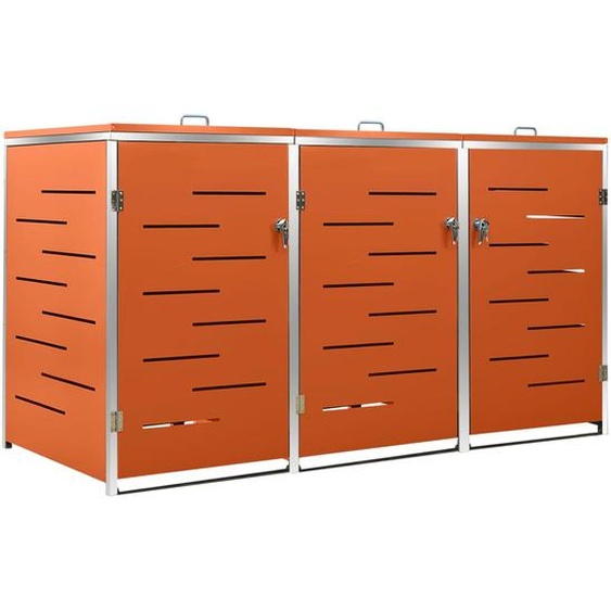 Abri pour trois poubelles 207x77,5x112,5 cm Inox