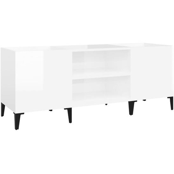 Armoire à disques blanc brillant 121x38x48 cm bois dingénierie
