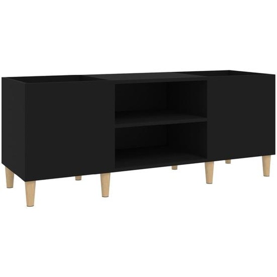 Armoire à disques noir 121x38x48 cm bois dingénierie
