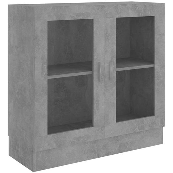 SYFAX™ Armoire à vitrine Gris béton 82,5x30,5x80 cm Bois dingénierie
