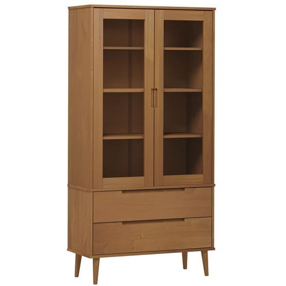 Armoire à vitrine MOLDE Marron 90x35x175 cm Bois de pin massif
