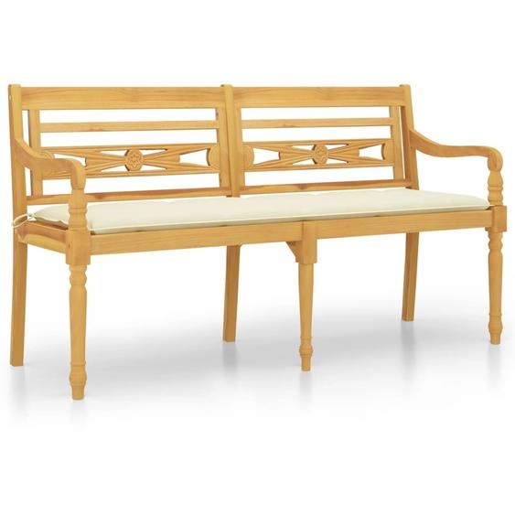 Banc Batavia avec coussin crème 150 cm Bois de teck massif