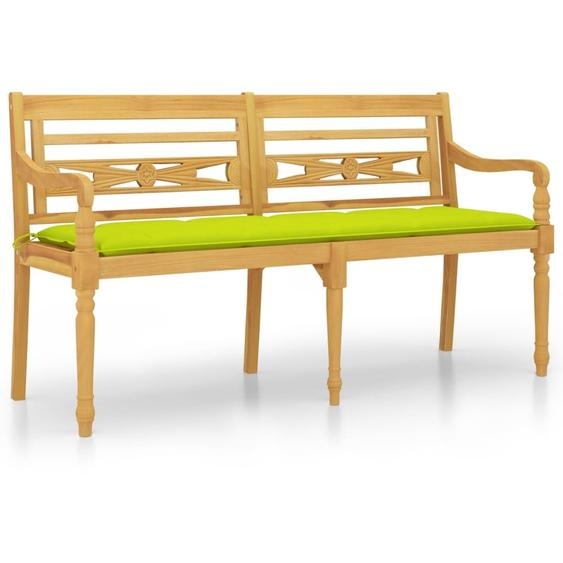 Banc Batavia avec coussin vert brillant 150 cm Bois teck massif