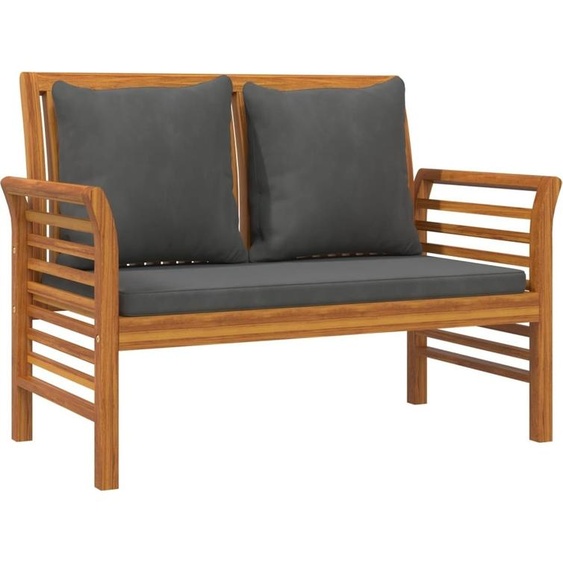 Banc de canapé avec coussins gris foncé Bois dacacia solide