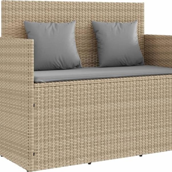 Banc de jardin avec coussins beige résine tressée