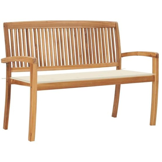 Banc de jardin empilable et coussin 128,5cm Bois de teck massif