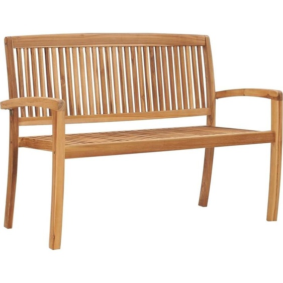 SYFAX™ Banc de jardin empilable et coussin 128,5cm Bois de teck massif