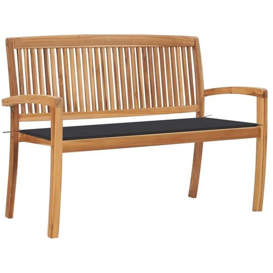 SYFAX™ Banc de jardin empilable et coussin 128,5cm Bois de teck massif