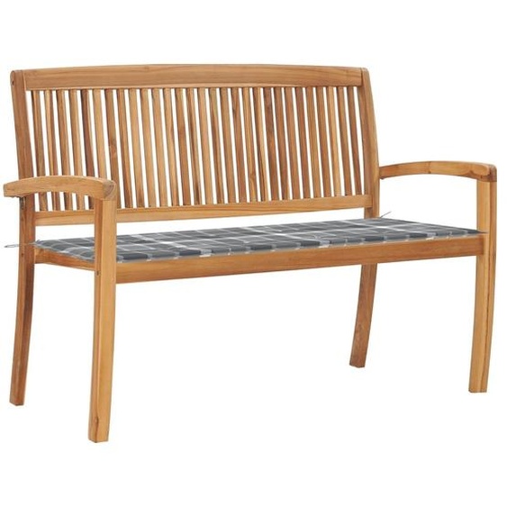 SYFAX™ Banc de jardin empilable et coussin 128,5cm Bois de teck massif