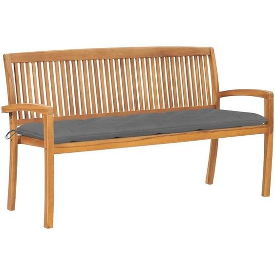 SYFAX™ Banc de jardin empilable et coussin 159 cm Bois de teck massif