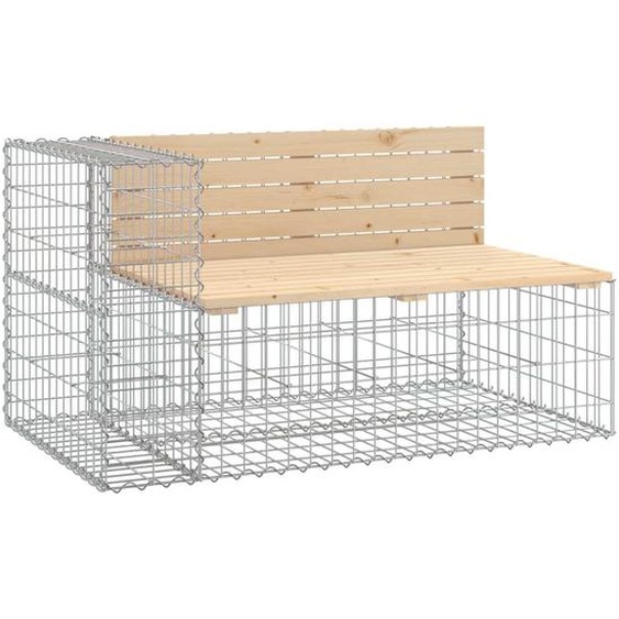 Banc de jardin design gabion 122x71x65,5 cm bois massif de pin