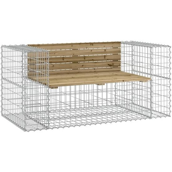 Banc de jardin design gabion 143x71x65,5cm bois de pin imprégné