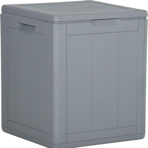 Boîte de rangement de jardin 90 L Gris PP aspect bois