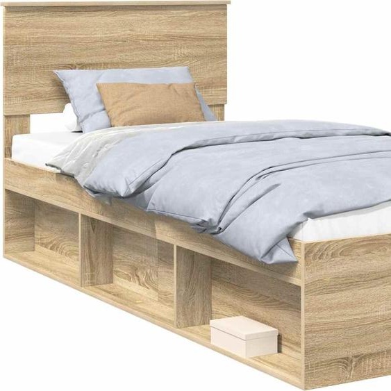 SYFAX™ Cadre de lit avec tête de lit Chêne Sonoma 90 x 200 cm Bois composite